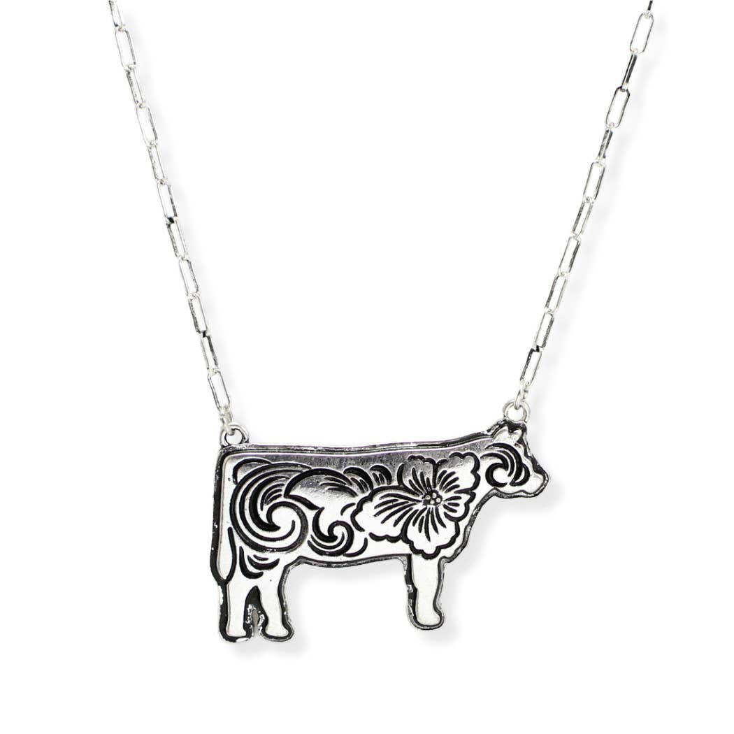 Floral Heritage Cow Pendant