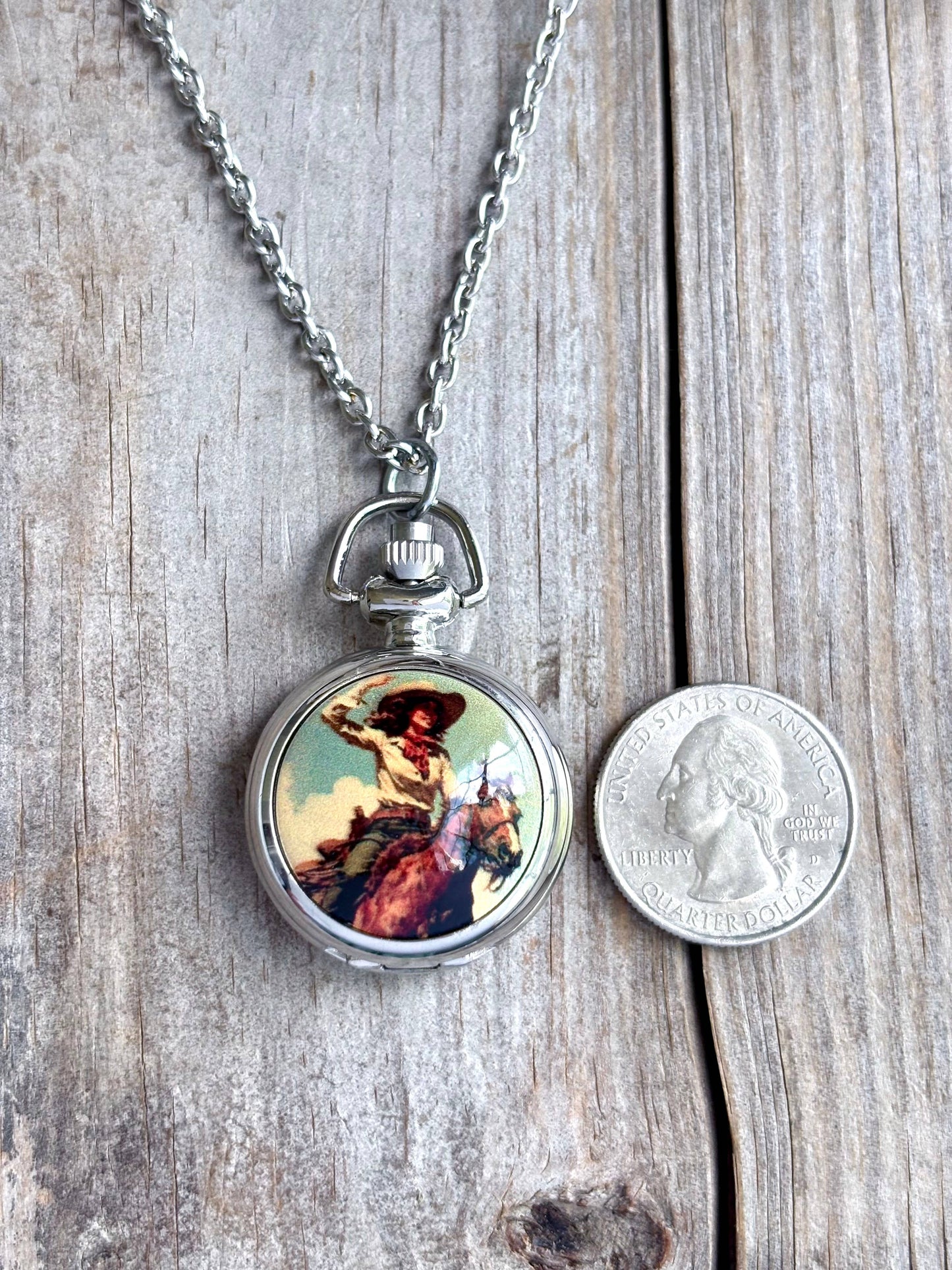 Sundown Cowgirl Pocket Watch Necklace