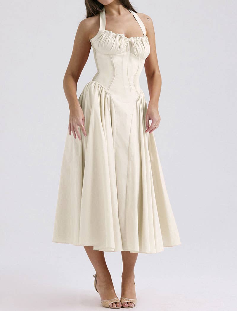 Cream Canyon A-Line Midi Dress