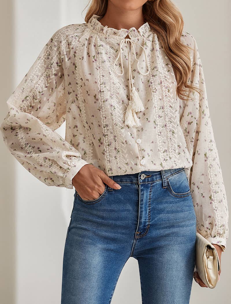 Wildflower Trails Tie-Front Blouse
