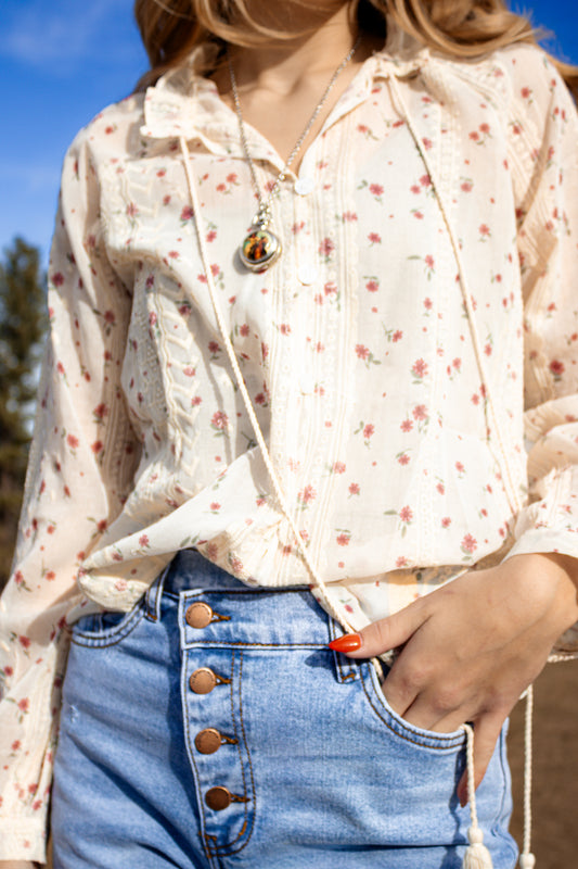 Wildflower Trails Tie-Front Blouse