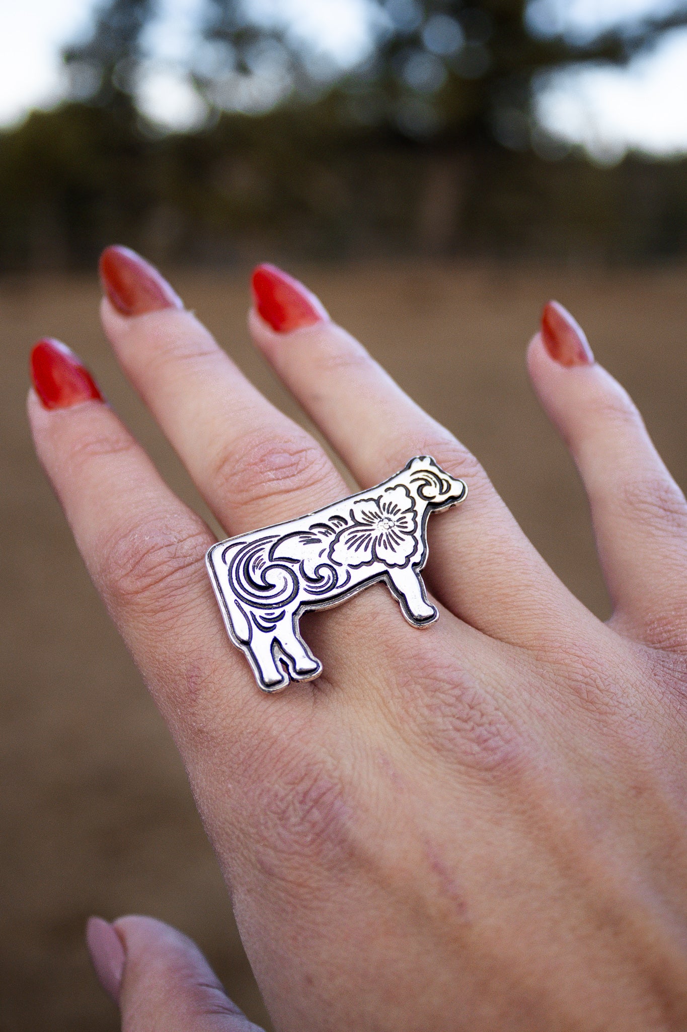 Floral Range Cow Cuff Ring