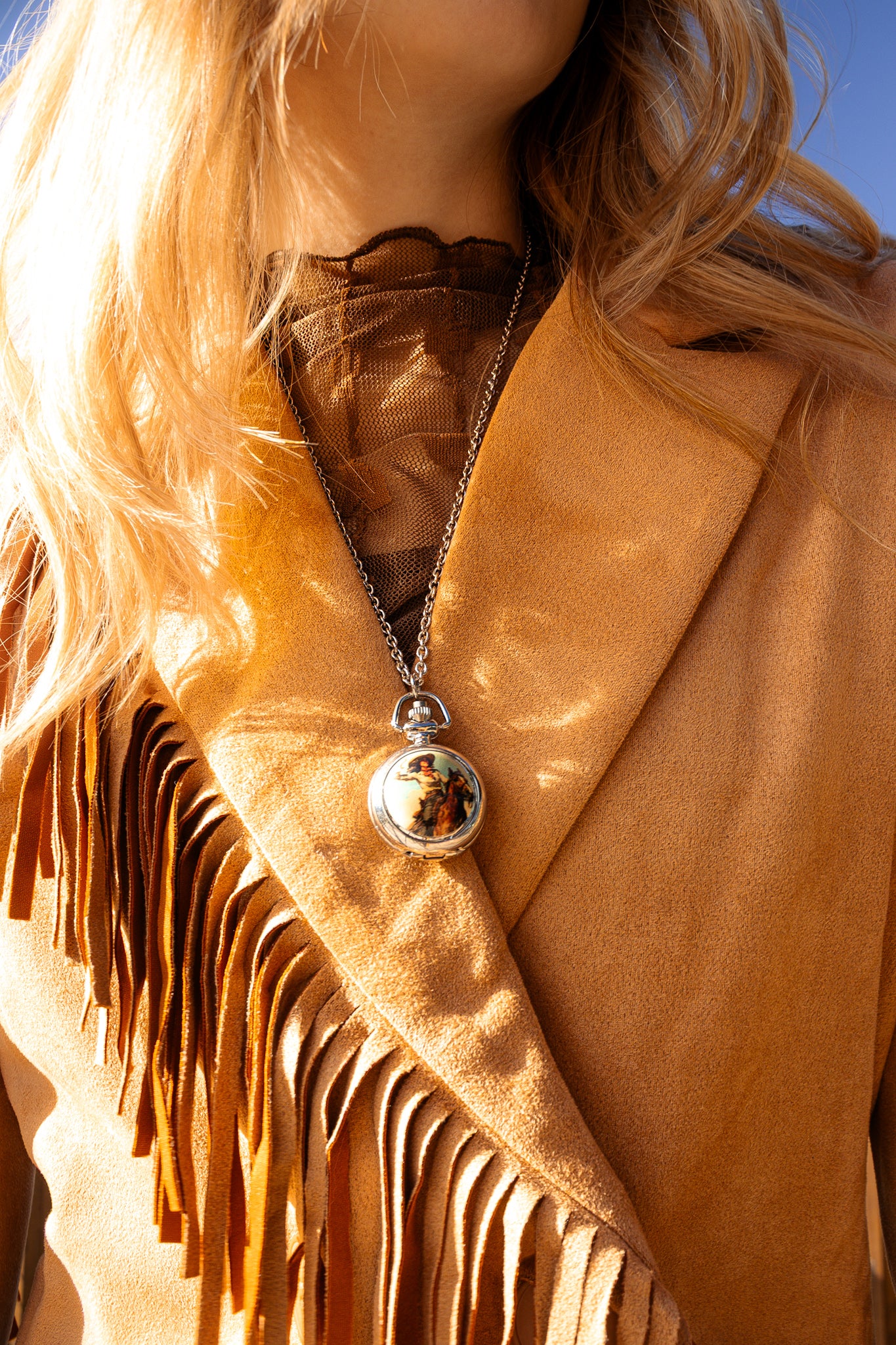 Sundown Cowgirl Pocket Watch Necklace