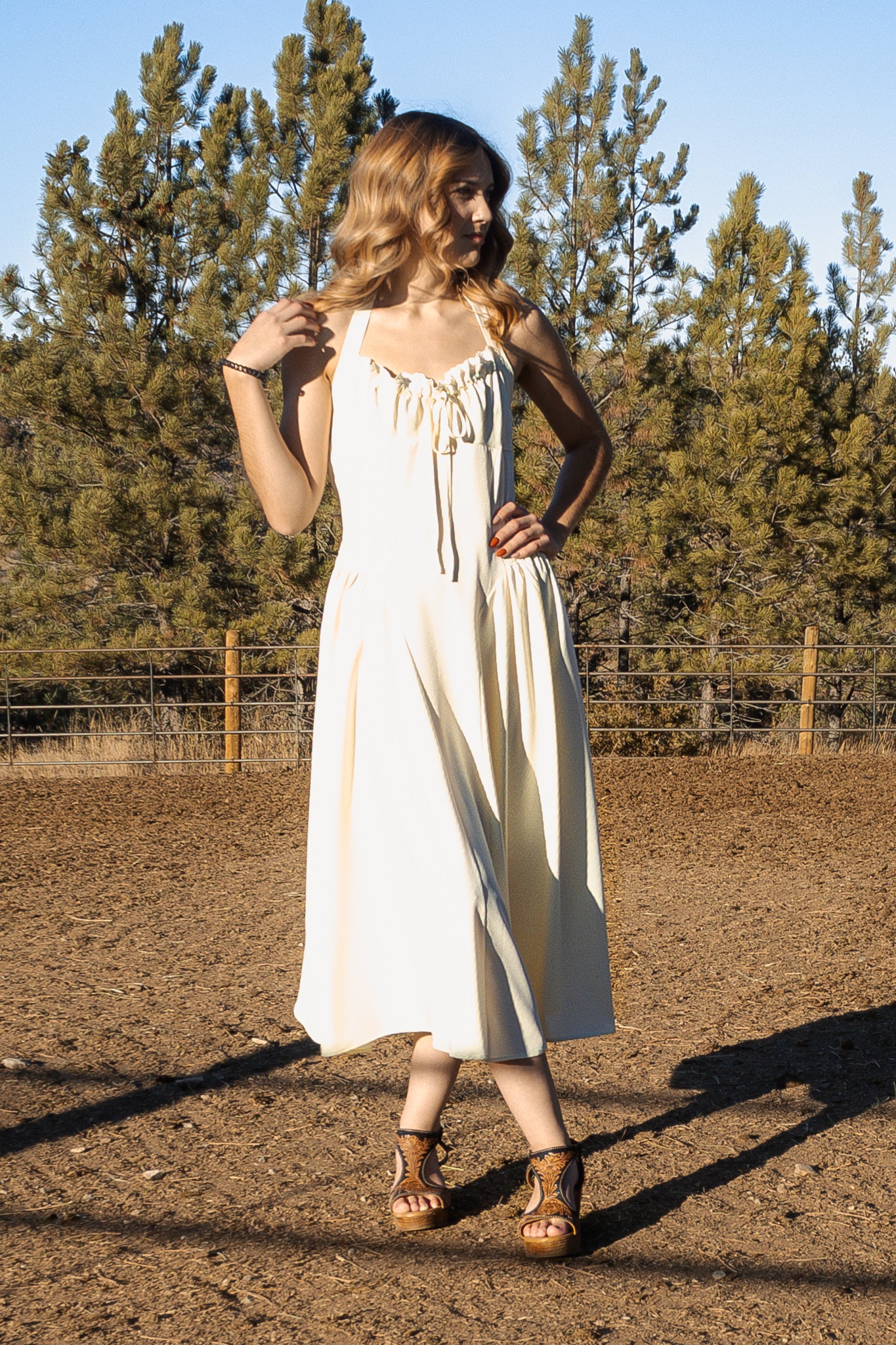 Cream Canyon A-Line Midi Dress