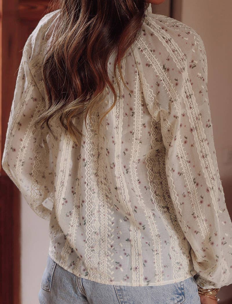 Wildflower Trails Tie-Front Blouse